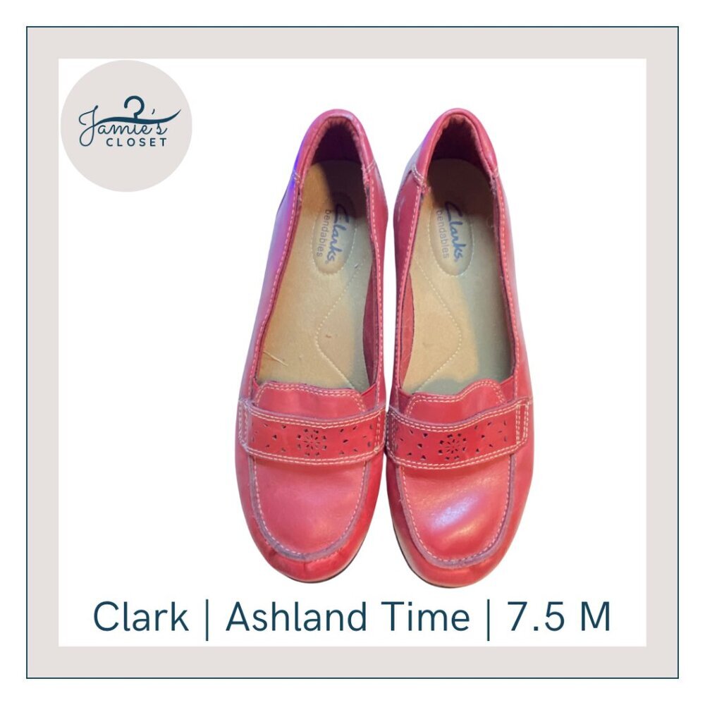 Clarks Ashland Time Bendable Loafers – Red Leather – Size 7.5M